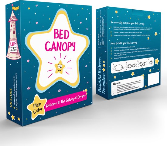 Baby Hemelbed Verstelbaar Blauw Bed Hemelnet Blauw Hemelbed, Blauwe Bedluifel Met Gloed In De Donkere Sterren Brandvertragende Bedtent Brandvertragende Polyester Stof