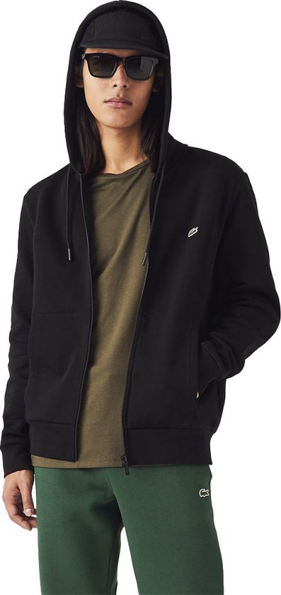 Lacoste heren hoodie sweatsvest - met rits - zwart - Maat: XL