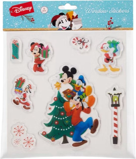 Kerst Raamstickers - Mickey Mouse - 8 stuks