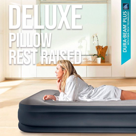 Intex Twin Deluxe Matelas gonflable avec oreiller surélevé - 99x191x42 cm |  bol.com