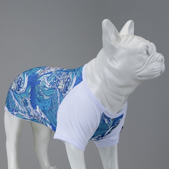 Lindo Dogs - Hondenshirt - Hondenkleding - Tshirt voor honden - Blue Flowers - Lichtblauw - Maat 1