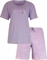 Irresistible - Dames Shortama Pyjama Set - Zebra print - 100% Katoen - Paars - Maat L