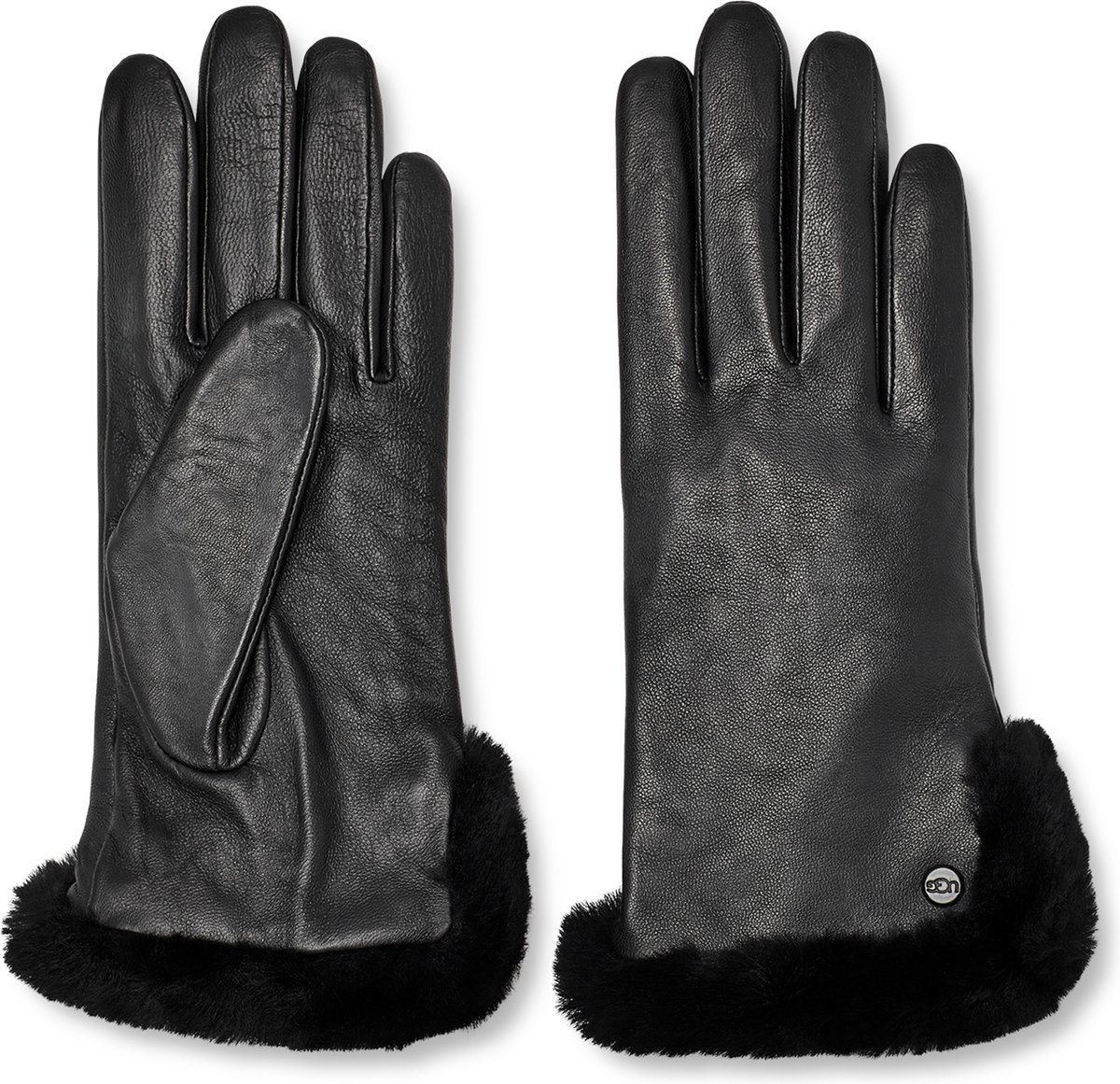 UGG W Leather Sheepskin Vent Glove Dames Handschoenen - Zwart - Maat S