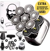 Bol.com 6-in-1 Scheerapparaat Mannen + Extra Scheerkop – Trimmer - Sansbeauté® SkullSharp PRO Magnetic - Nat & Droog - Face en H... aanbieding