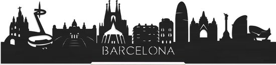 Standing Skyline Barcelona Zwart hout - 40 cm - Woon decoratie om neer te zetten en om op te hangen - Meer steden beschikbaar - Cadeau voor hem - Cadeau voor haar - Jubileum - Verjaardag - Housewarming - Aandenken aan stad - WoodWideCities