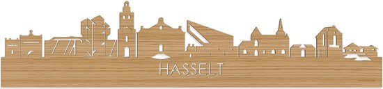 Skyline Hasselt Bamboe hout - 120 cm - Woondecoratie - Wanddecoratie - Meer steden beschikbaar - Woonkamer idee - City Art - Steden kunst - Cadeau voor hem - Cadeau voor haar - Jubileum - Trouwerij - WoodWideCities