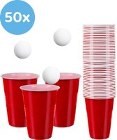 YUNICS® - Gobelets Beer Pong - Gobelets Rouges - Gobelets Plastique - Beer Pong - Set de 50 pièces