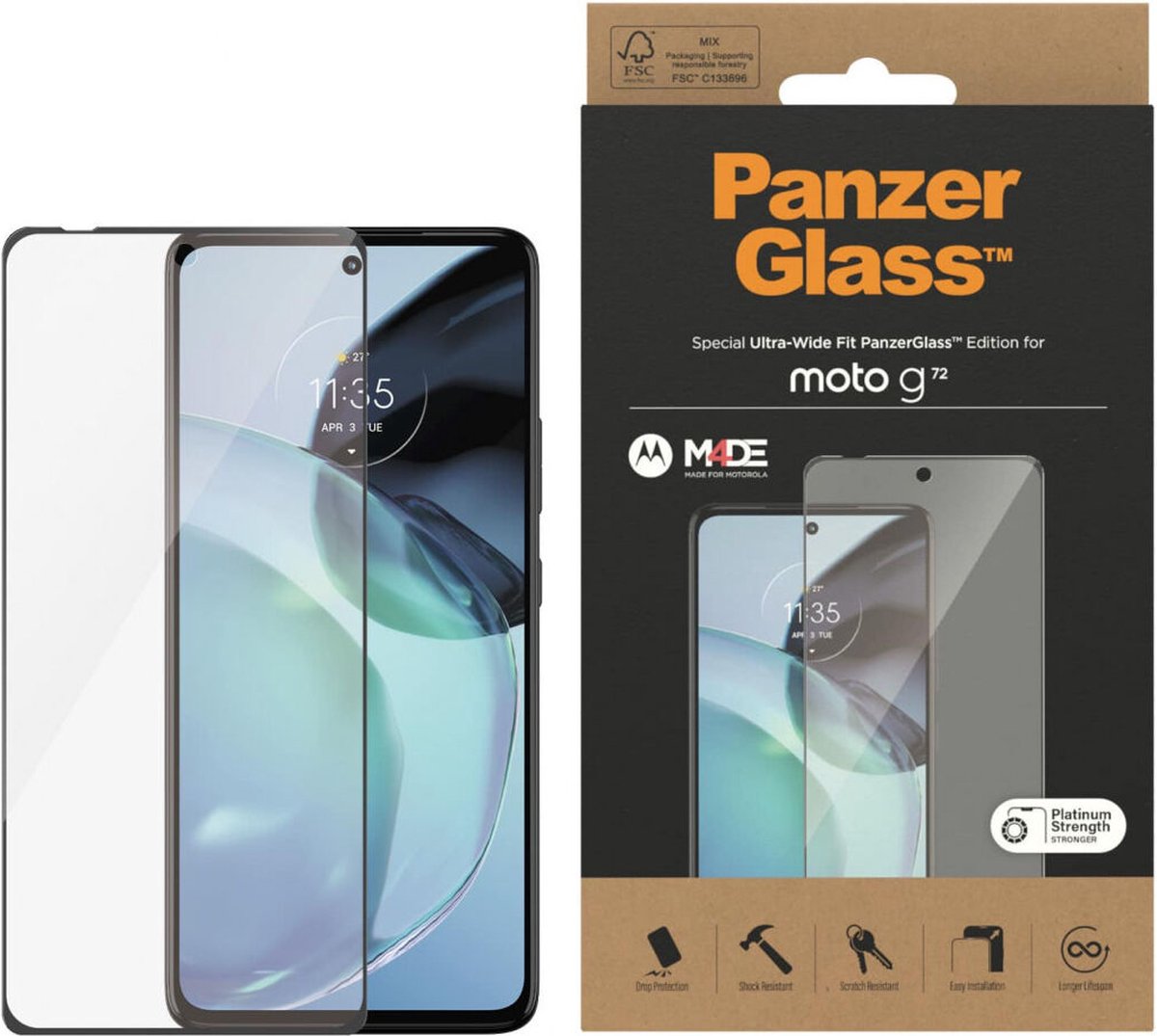 PanzerGlass Ultra-Wide Motorola Moto G72 Screenprotector Glas PanzerGlass Ultra-Wide Motorola Moto G72 Screenprotector Glas