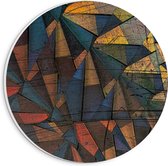 PVC Schuimplaat Muurcirkel - Patroon van Verschillende Kleuren Drie- en Vierhoeken - 20x20 cm Foto op Muurcirkel (met ophangsysteem)