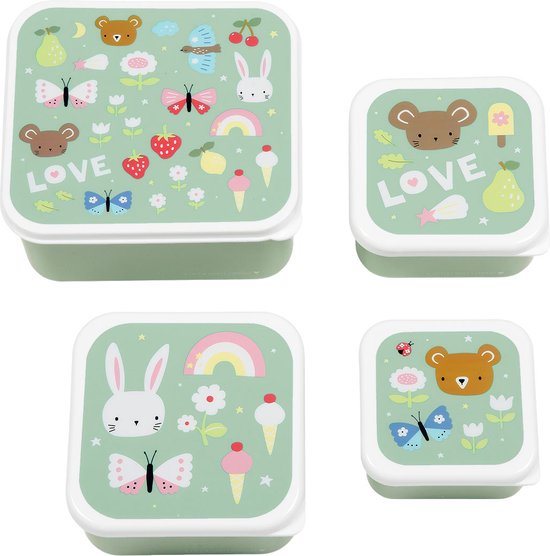 A Little Lovely Company - Brooddoos - Broodtrommel -Lunch & snack box set van 4 - Joy