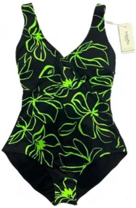 Badpak Vrouwen Plus Size Zwempak Dames Badmode Bleomenprint Swimwear VC719 Zwart...
