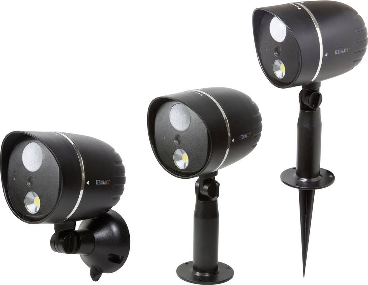 Technaxx TX-106 HD- buitencamera met LED-licht en bewegingsdetectie - batterijen - zwart