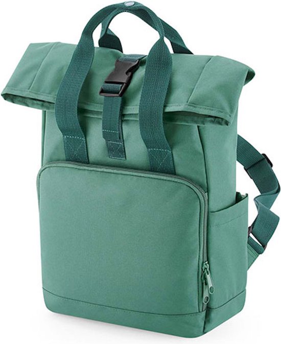 Recycled Mini Twin Handle Roll-Top Backpack BagBase Junior - 9 Liter Sage Green