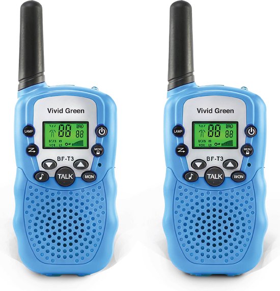 Vivid green walkie talkie voor kinderen – spionage - speelgoed - portofoon – talkies – 3 km bereik – blauw