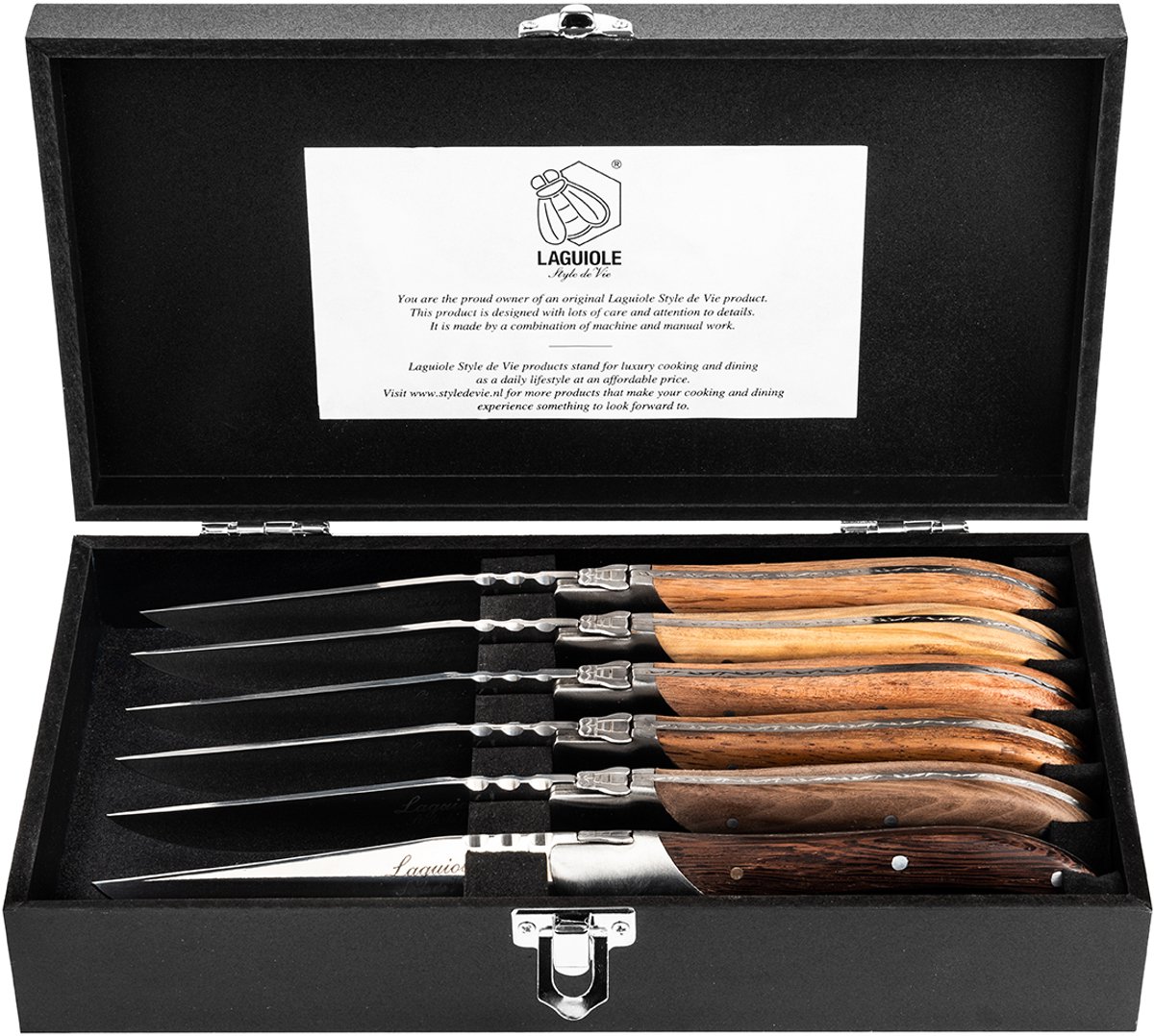 Bol.com Laguiole Style de Vie Steakmessen Luxury Line - 6-delig - Houtkleurig aanbieding