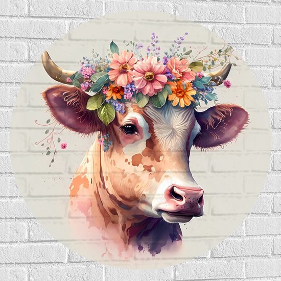 Muursticker Meisje met Bloemetjes