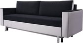 Slaapbank, beddengoed opslag, woonkamer, lounge, slaapbank, woonkamer meubels - Slaapbank MONACO (Zwart + Wit - Dot 100 + Soft 17)