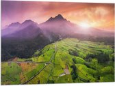 Vlag - Uitzicht over de Rijstvelden in het Indonesische Landschap - 100x75 cm Foto op Polyester Vlag