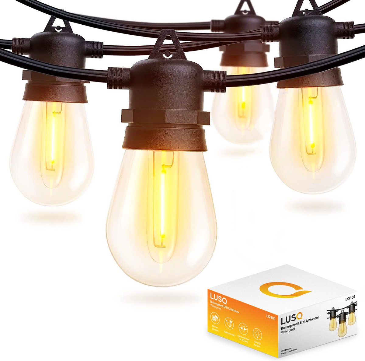 LUSQ® Buitengloed LED lichtsnoer 15m voor Buiten - Tuinverlichting - Lampjes  Slinger -... | bol.com