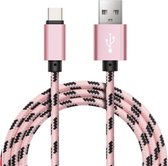 Nylon USB-C Kabel - USB-C naar USB-A - 0,25m - USBC2 - Roze