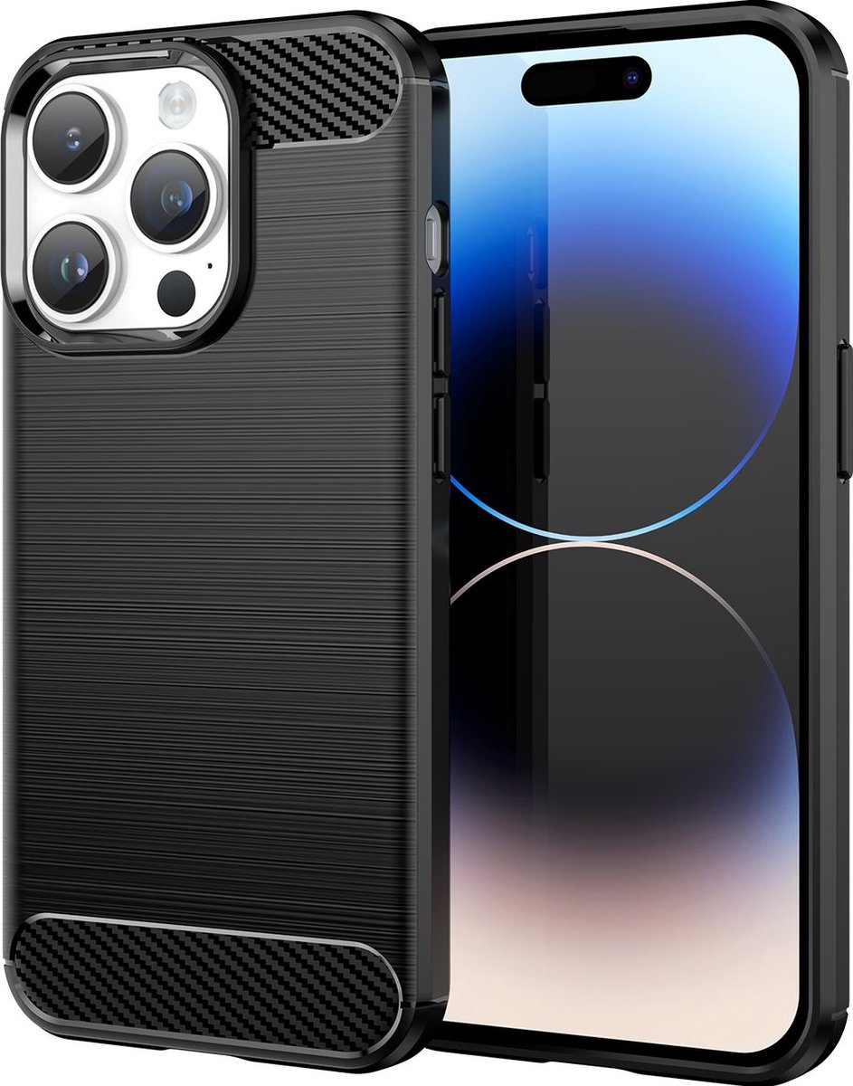 Mobigear Hoesje geschikt voor Apple iPhone 15 Pro Max Telefoonhoesje Flexibel TPU | Mobigear Brushed Slim Backcover | iPhone 15 Pro Max Case | Back Cover - Zwart