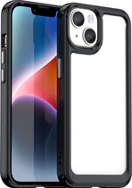Mobigear Hoesje geschikt voor Apple iPhone 15 Telefoonhoesje Hardcase | Mobigear Crystal Backcover | iPhone 15 Case | Back Cover - Transparant / Zwart