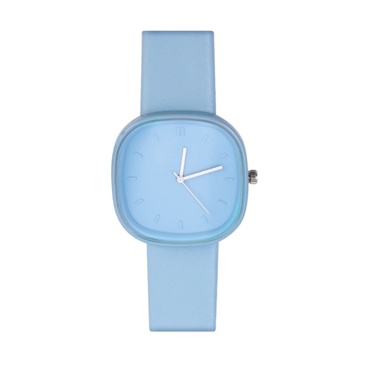 Pastel Color Horloge Square - Blauw - Blue | Kunstleer | Ø 38 mm | Fashion Favorite
