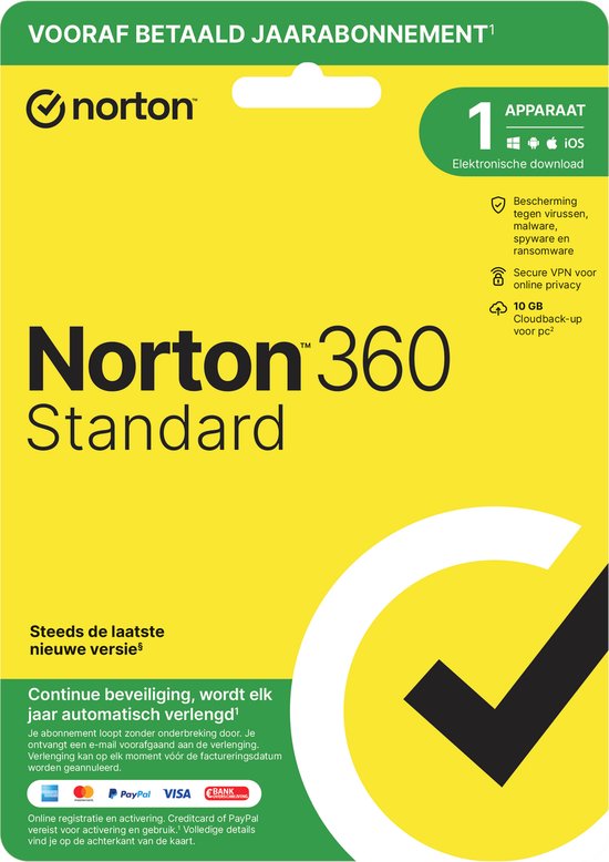 Norton 360 Standard 1 Apparaat 1 Jaar 10GB Nederlands