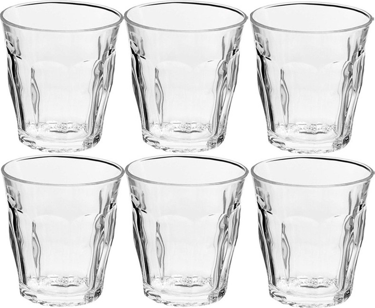 Duralex Picardie water/drinkglazen - 6x stuks - 310 ml - transparant - luxe glas - Water/sap/koffie glazen