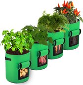 Aardappel plant zakken, 4 stuks 35 liter Non-woven plant zakken, aardappel teelt zakken, geschikt voor aardappel, tomaat, wortel en zoete aardappel plant zakken (gras groen)