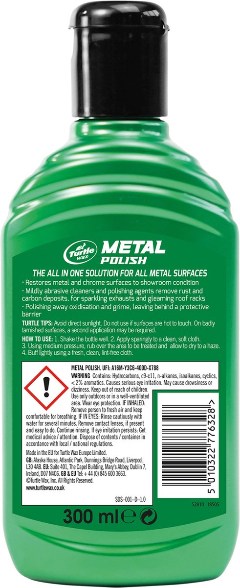 Turtle Wax GL Metal Polish - De alles in één oplossing voor alle metalen oppervlakken - Verwijdert oxidatie en vuil - Herstelt metalen en chroomoppervlakken - Brengt een beschermende laag aan - 300ml – foto 3