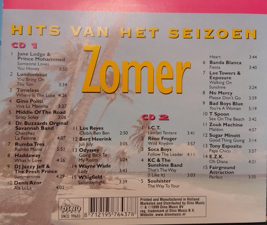 ZOMER - Hits Van Het Seizoen - Dubbel Cd - Londonbeat, Middle Of The Road, Haddaway, T Spoon, Rumba Tres - various artists
