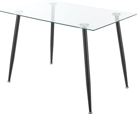 Glazen tafel Hyrynsalmi 75x110x70 cm zwart en transparant