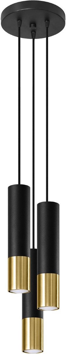 Sollux Hanglamp Loopez 3 Lichts Ø 20cm Zwart Goud