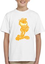 Kinder T-shirt met Garfield-afbeelding in zwart en wit | Leuk en comfortabel - Wit - Maat 164 (small ) - T-Shirt leeftijd 15 tot 16 jaar - Grappige teksten - Cadeau - Shirt cadeau - Groetjes tekst- verjaardag -