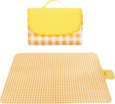 Picknickmat - XXL Picknickkleden - 150x200 cm - Geel en Wit Geruit - Waterdicht – Buitenkleed
