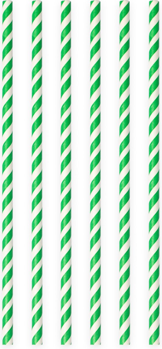 20 Papieren rietjes Groen - 6mm x 197mm
