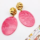 Jeannette-Creatief® - Resin - Ovaal Roze Goud - Roze Oorbellen - Gouden RVS Oorbellen - Oorbellen - Resin Oorbellen - Dames Oorbellen - Oorbellen Dames - Ovale Oorbellen