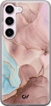 Hoesje geschikt voor Samsung Galaxy S23 - Marble Clouds - Marmer - Roze - Soft Case Telefoonhoesje - TPU Back Cover - Casevibes