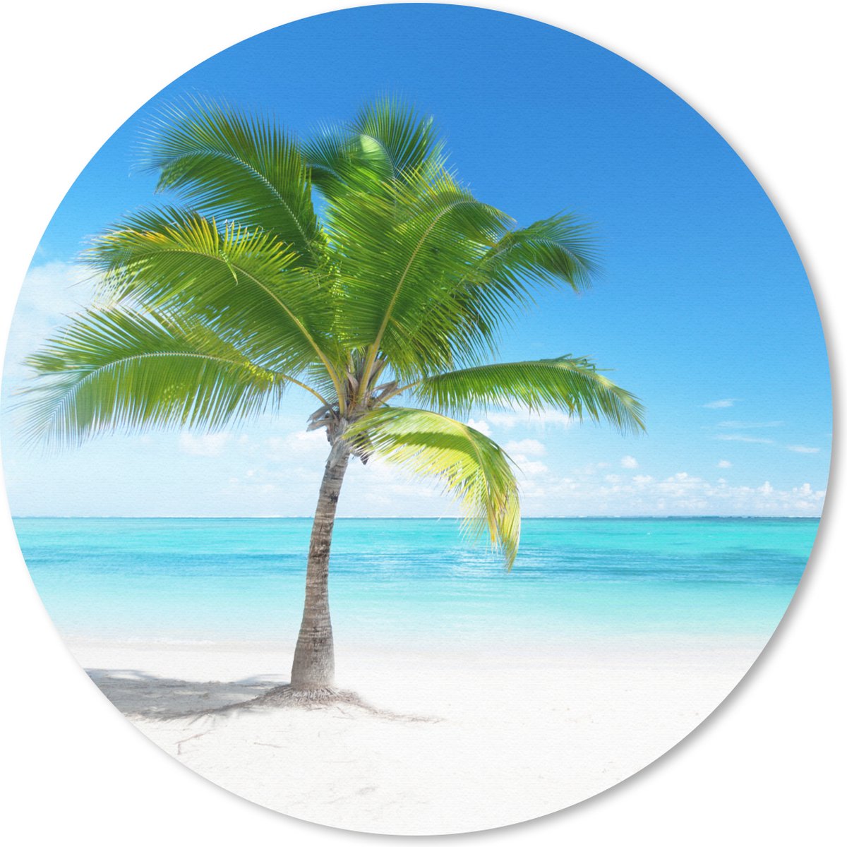 Muismat rond 50x50 cm - Mousepad Palmboom - Strand - Zee - Zomer - Ronde muismatten