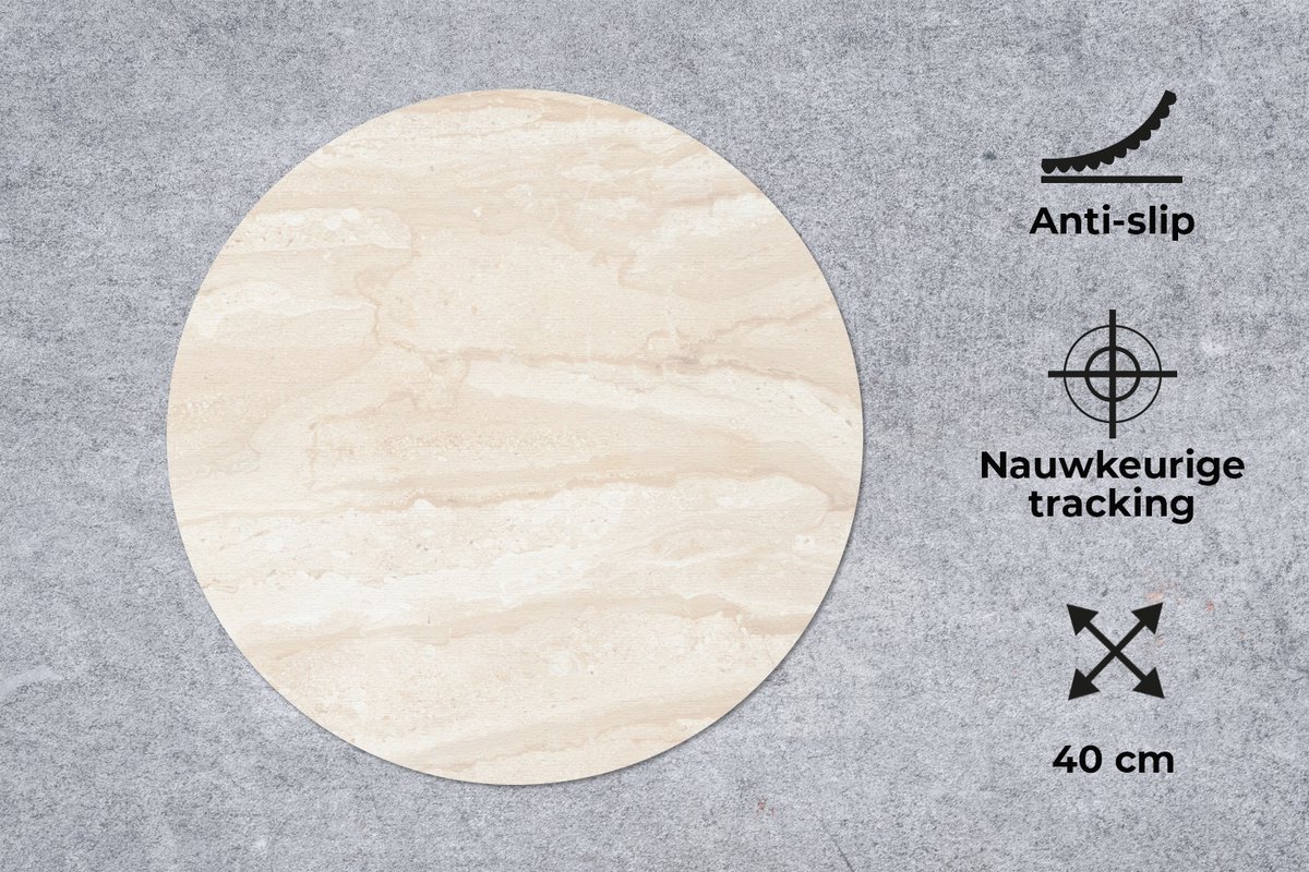 Muismat rond 40x40 cm - Mousepad Marmer - Kalk - Zand - Textuur - Ronde muismatten