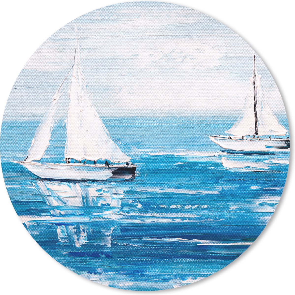 Muismat rond 40x40 cm - Mousepad Schilderij - Olieverf - Boot - Water - Ronde muismatten