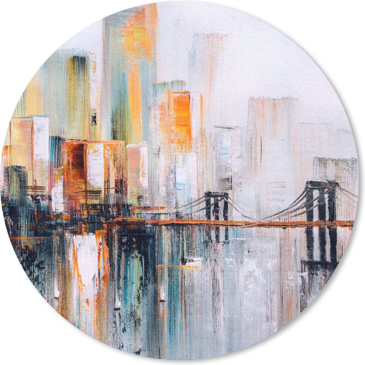 Muismat rond 50x50 cm - Mousepad Olieverf - Schilderij - Skyline - Abstract - Ronde muismatten