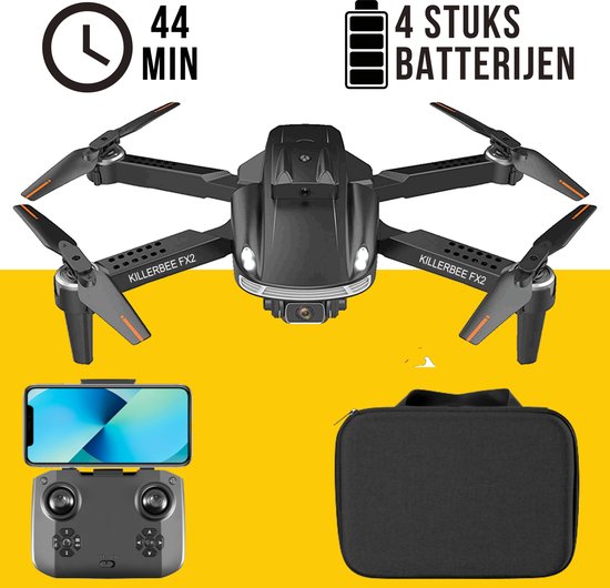 Killerbee FX3 Super Hornet - Drone met dubbele camera - geschikt voor kinderen en volwassenen - Ultra Fly More Combo - 48 minuten vliegtijd - Inclusief gratis video tutorials, tas en 4 accu’s!!