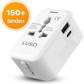 LUSQ® Universal World Plug - Plus de 150 Landen - 1 USB et 1 USB-C - Travel Plug World - Wit