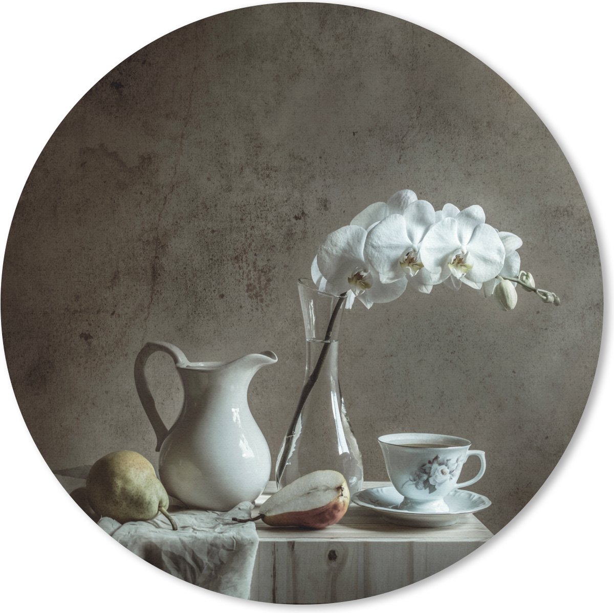 Muismat rond 50x50 cm - Mousepad Stilleven - Fruit - Kan - Ronde muismatten
