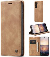 CaseMe Book Case - Geschikt voor Samsung Galaxy S23 Hoesje - Bruin