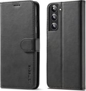 LC.IMEEKE Luxe Book Case - Geschikt voor Samsung Galaxy S22 Hoesje - Zwart