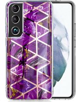 Coverup Marble Design TPU Back Cover - Geschikt voor Samsung Galaxy S22 Plus Hoesje - Paars