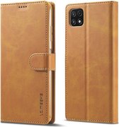 LC.IMEEKE Luxe Book Case - Geschikt voor Samsung Galaxy A22 5G Hoesje - Bruin